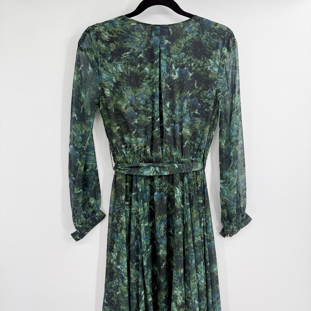 Ivy City Co Laney Green Watercolor Tiered Bishop Sleeve Maxi Sundress Size Small - Picture 6 of 6